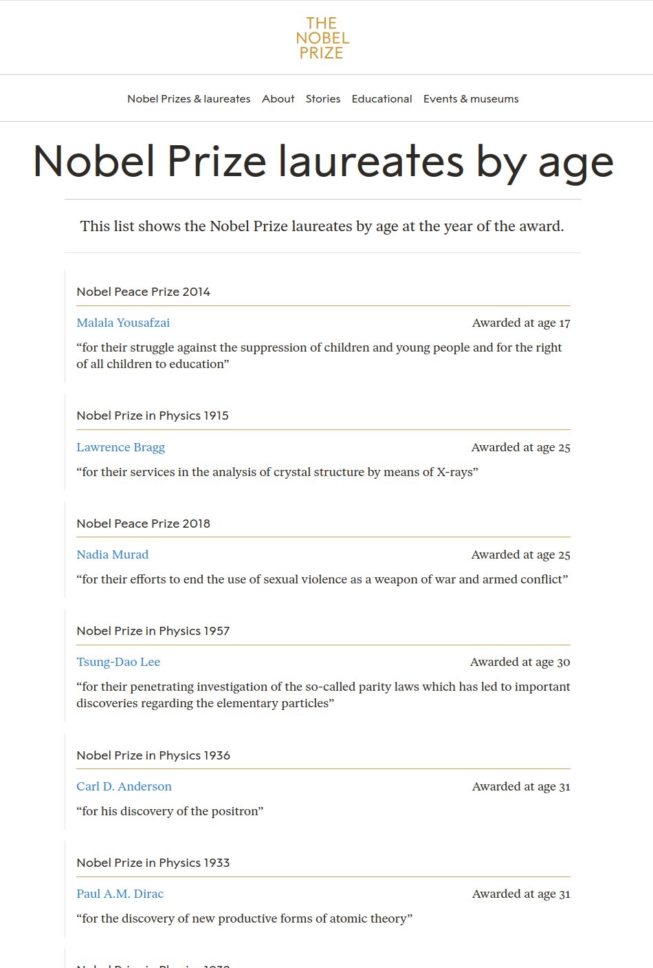 nobel list